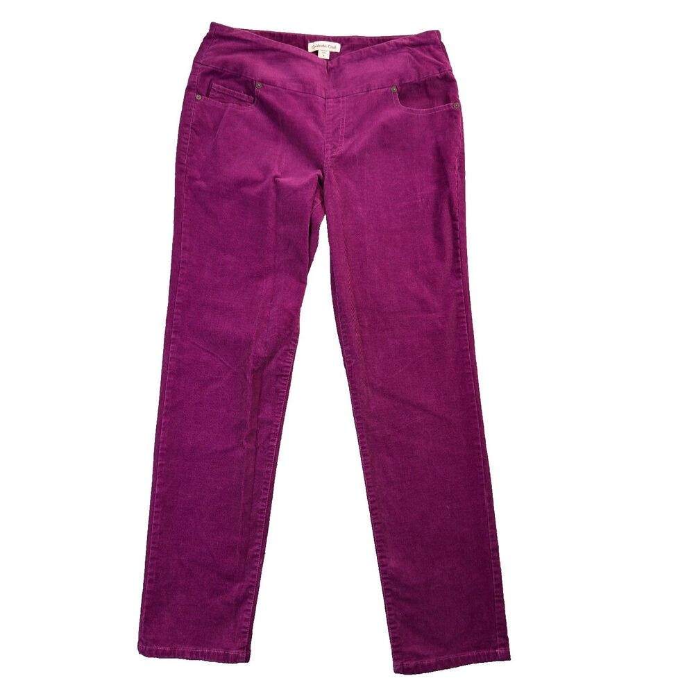 Coldwater Creek Pants Womens 6 Purple Corduroy Pull On Straight Leg Stretch Soft